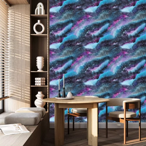 Tapete Aquarell-Galaxie-Abbildung. Nahtlose Muster.