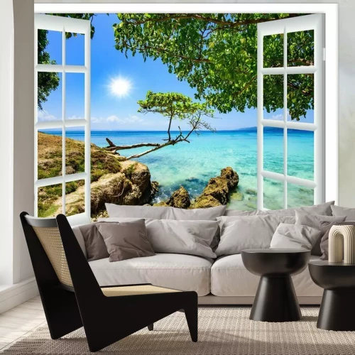 Fototapete Fenster aussicht strand