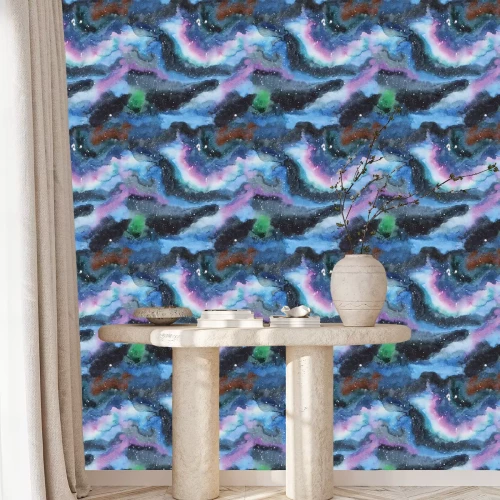 Tapete Aquarell-Galaxie-Abbildung. Nahtlose Muster.