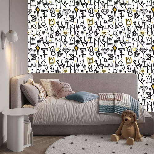 Tapete Jugend-Zeichnungen mit Diamanten