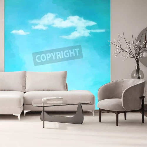 Fototapete Mit Aquarellfarbe gemalter Himmel