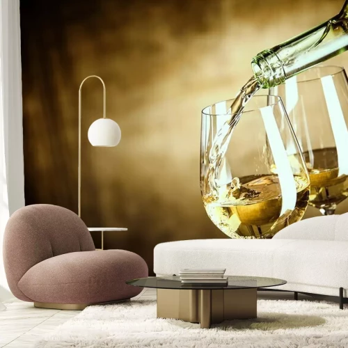 Fototapete Weißer Wein in Sepia