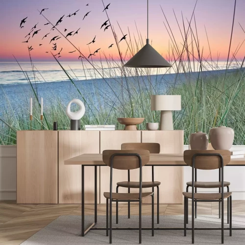 Fototapete Gras Strand und Meer