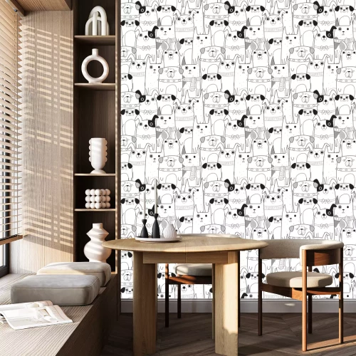 Tapete Monochrome gemalte Hunde