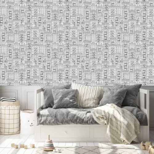 Tapete Nahtlose Muster von New Yorker Stil Häuser mit Feuerleiter Treppen