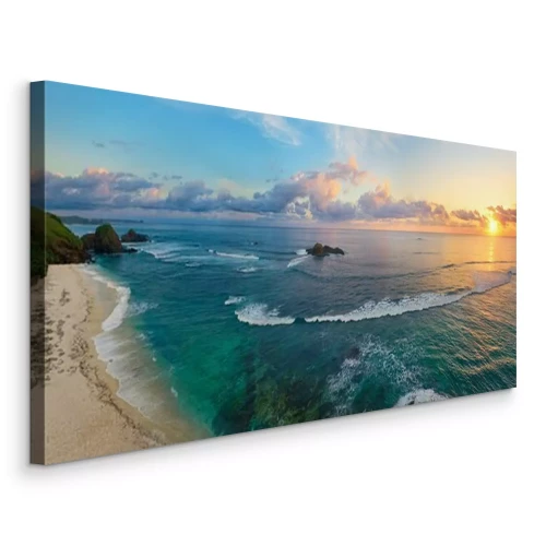 Bild Blick auf einen exotischen Strand bei Sonnenuntergang