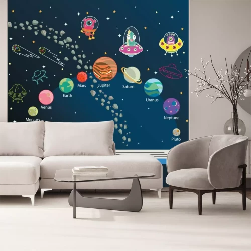 Fototapete Buch und Sonnensystem