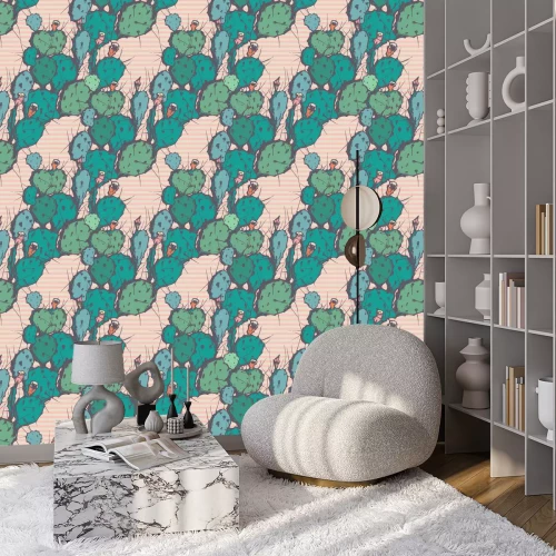 Tapete Nahtlose Vektor Hintergrund mit Kaktus.