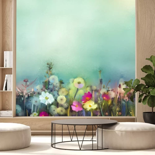 Fototapete Aquarellwiese mit Wildblumen