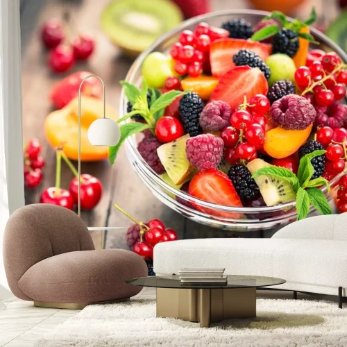 Sticker Obst verschiedener Sorten in einer Glasschüssel