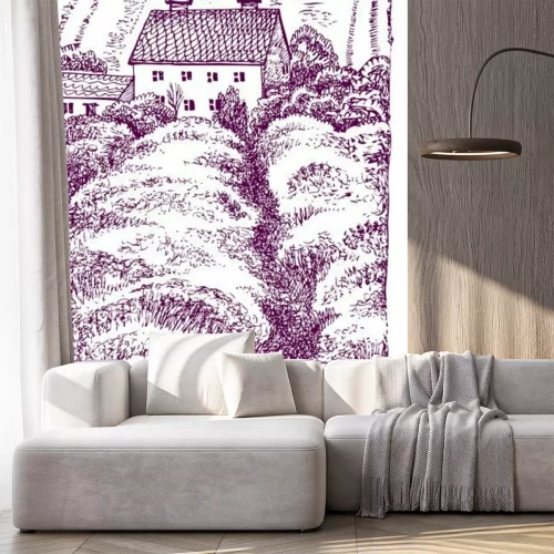 Sticker Provence Landschaft. Vector Hand gezeichnet grafische Darstellung.