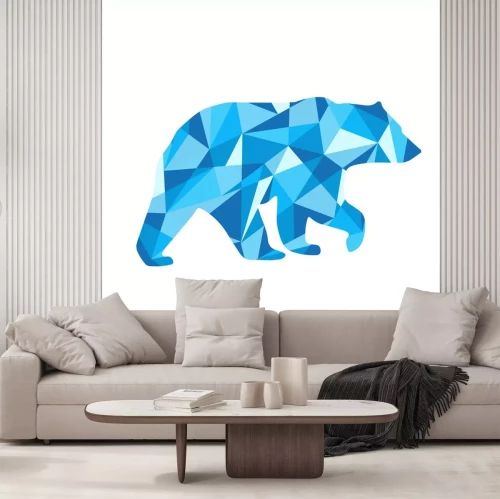 Sticker Blaue Komposition mit einem geometrischen Bären