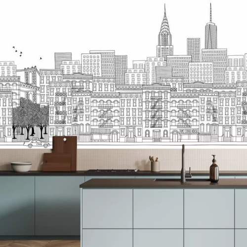 Sticker Hand gezeichnet nahtlose Banner von New York City