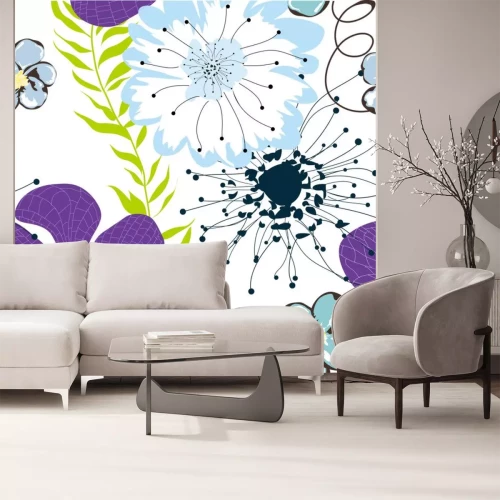 Sticker Große Blumen auf hellem Hintergrund