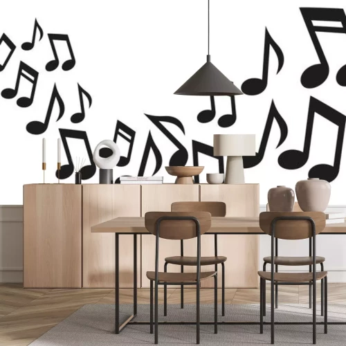 Sticker Schwarz-weiße Noten in einer Wellenlinie