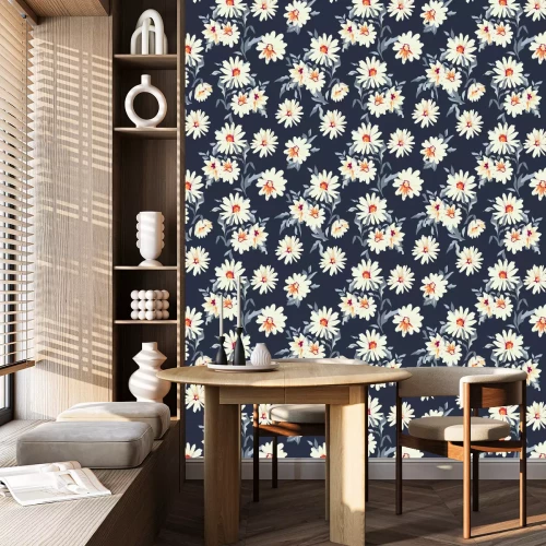 Tapete Blumenmuster mit Gänseblümchen