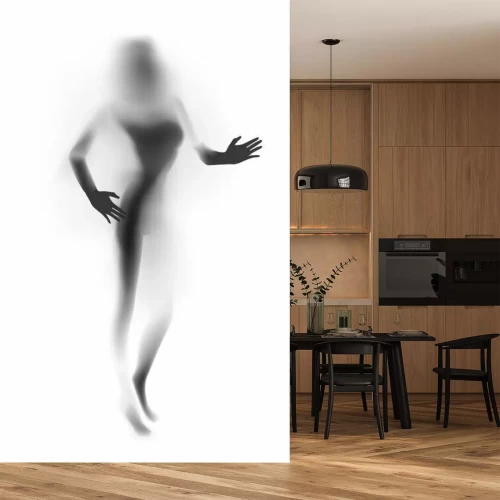 Fototapete Frau hinter einer Milchglasscheibe