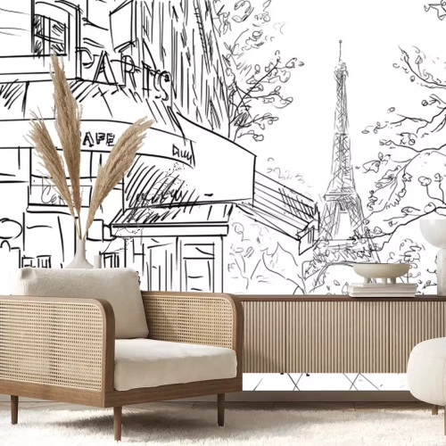 Fototapete Minimalistische Illustration einer Straße in Paris