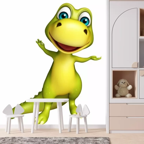 Sticker Dinosaurier in Grüntönen auf weißem Hintergrund für Kinder