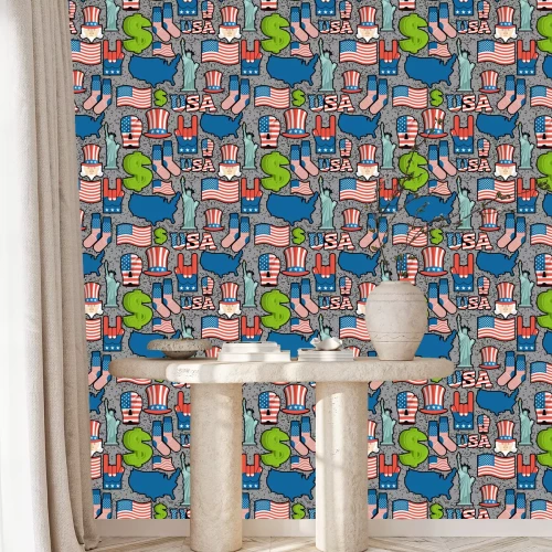 Tapete USA patriotischen Symbol nahtlose Muster Grunge-Stil. Sprühfarbe