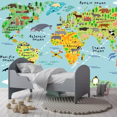 Sticker Weltkarte mit Tieren für Kinder
