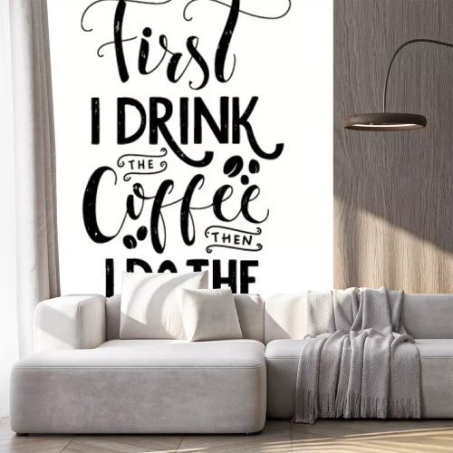 Sticker Motivierende Aufschrift zum Thema Kaffee