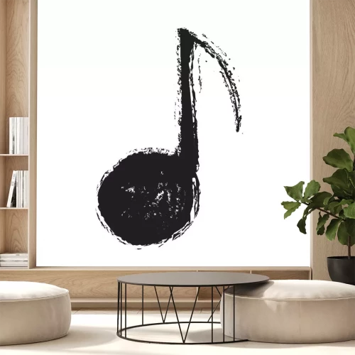 Sticker Eine schwarze Note auf weißem Hintergrund