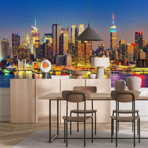 Fototapete Blick auf Manhattan in der Nacht, New York, USA