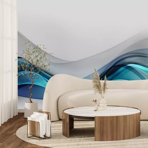 Fototapete Abstrakte Graue Turkise Wellen