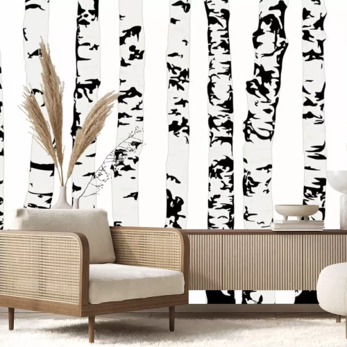 Fototapete Illustration mit Birken