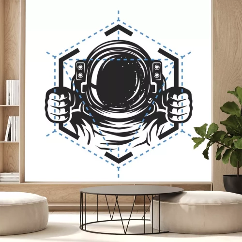 Sticker Astronaut im Sechseck einfache Grafik