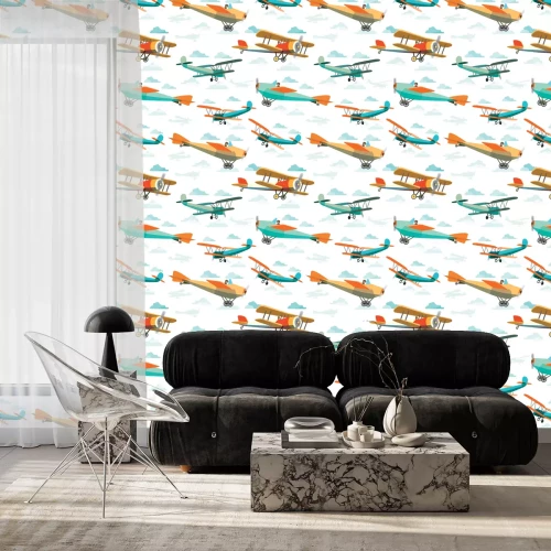 Tapete Nahtlose Muster von Retro-Flugzeuge