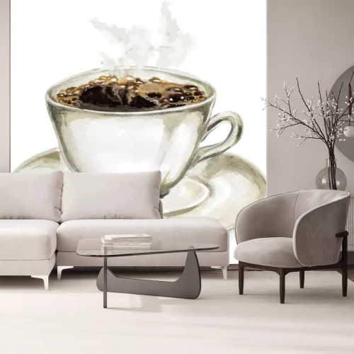 Sticker Tasse Kaffee mit Aquarellfarben gemalt