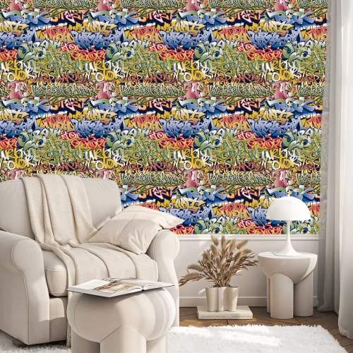 Tapete Bunte Aufschriften