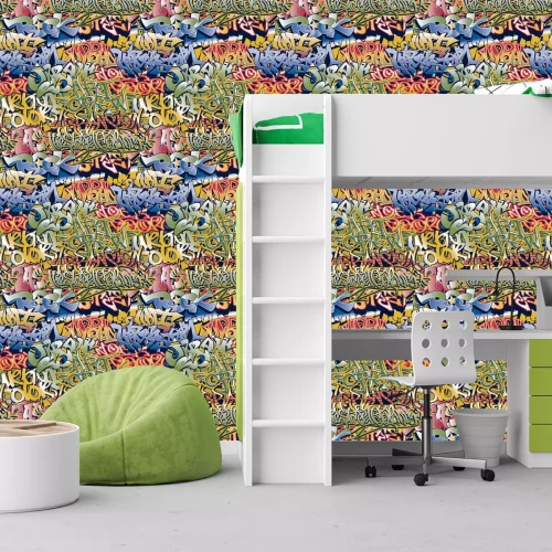 Tapete Bunte Aufschriften