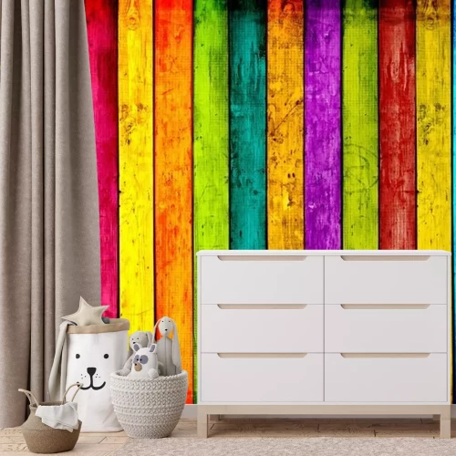 Fototapete Bunte Bretter