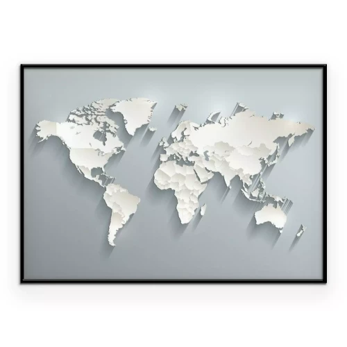 Poster Eine Weltkarte mit Ländergrenzen, die mit einem 3D-Effekt markiert sind.