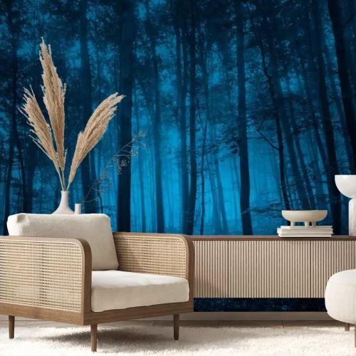 Fototapete Geheimnisvoller Wald in Blautönen
