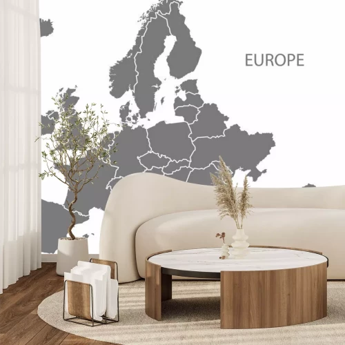 Sticker Europa mit Ländern Karte grau