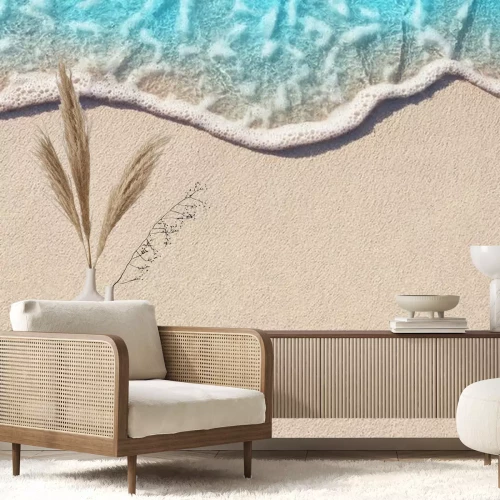 Sticker Weiche Ozeanwelle auf dem sandigen Strand, Hintergrund.