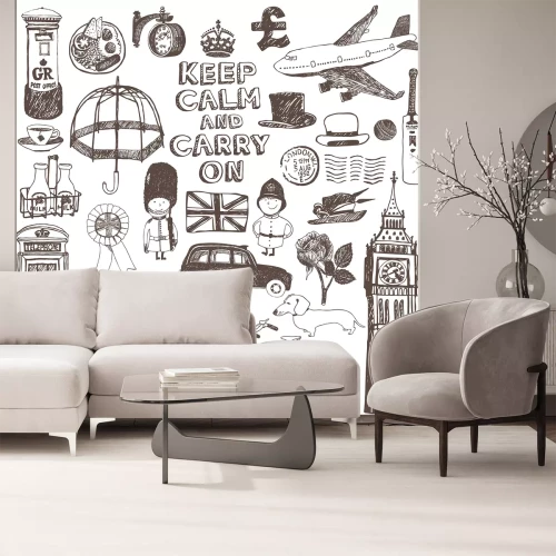 Fototapete Londoner Symbole in Schwarz-Weiß