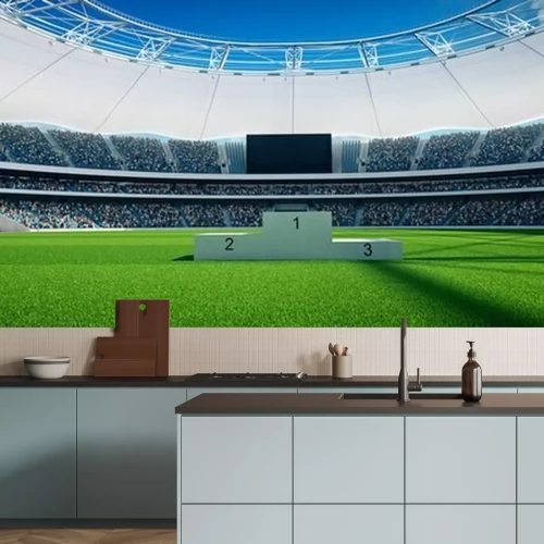 Fototapete Das Podium auf dem Fußballplatz
