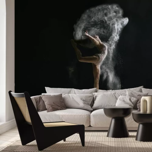 Fototapete Tanzende Ballerina auf schwarzem Hintergrund