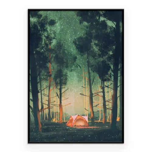 Poster Illustration eines Zeltes im Wald
