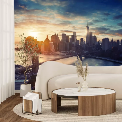 Fototapete Sonnenuntergang hinter Manhattan