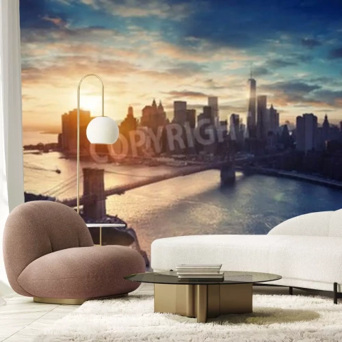 Fototapete Sonnenuntergang hinter Manhattan