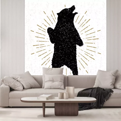 Sticker Bär Illustration im Retro-Stil