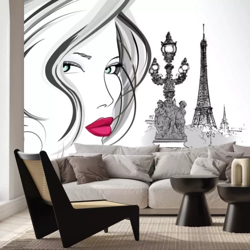 Sticker Frau auf der Brücke von Alexander III in Paris