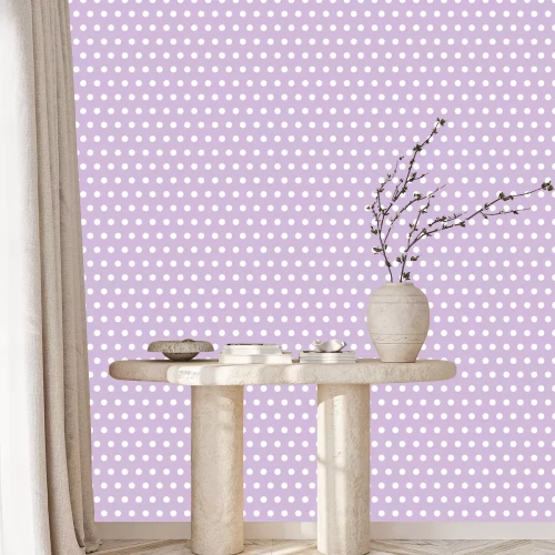 Tapete Motiv mit weißen Punkten auf violettem Hintergrund