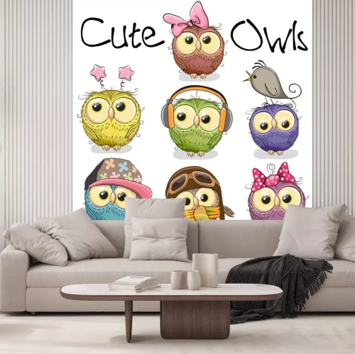 Sticker Set von niedlichen Cartoon Eulen